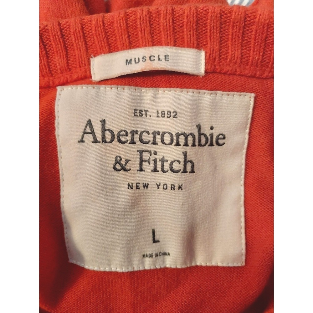 Abercrombie & Fitch Sweater Mens L Rust Muscle Fit Cotton Cashmere V-Neck Moose - Picture 3 of 6